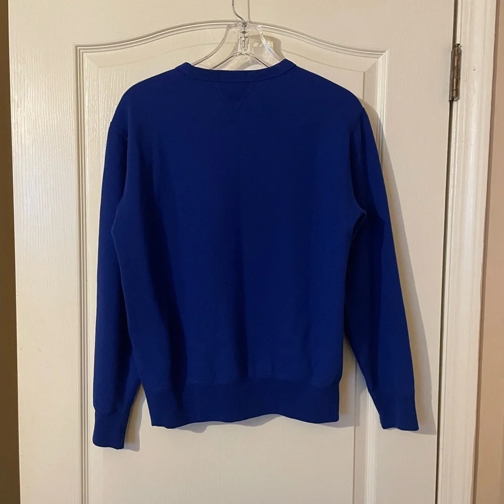 Polo Ralph Lauren Fleece Blue Sweatshirt Colorful POLO Logo Spell Out Size S EUC